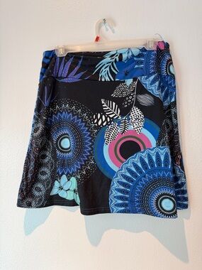 Soft and Stretchy Women's Blue Printed A-Line Skirt by